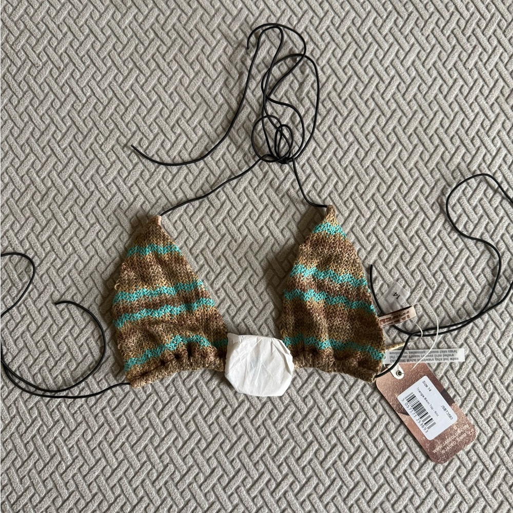 Jaded London Striped Knit Micro Triangle Bikini Top